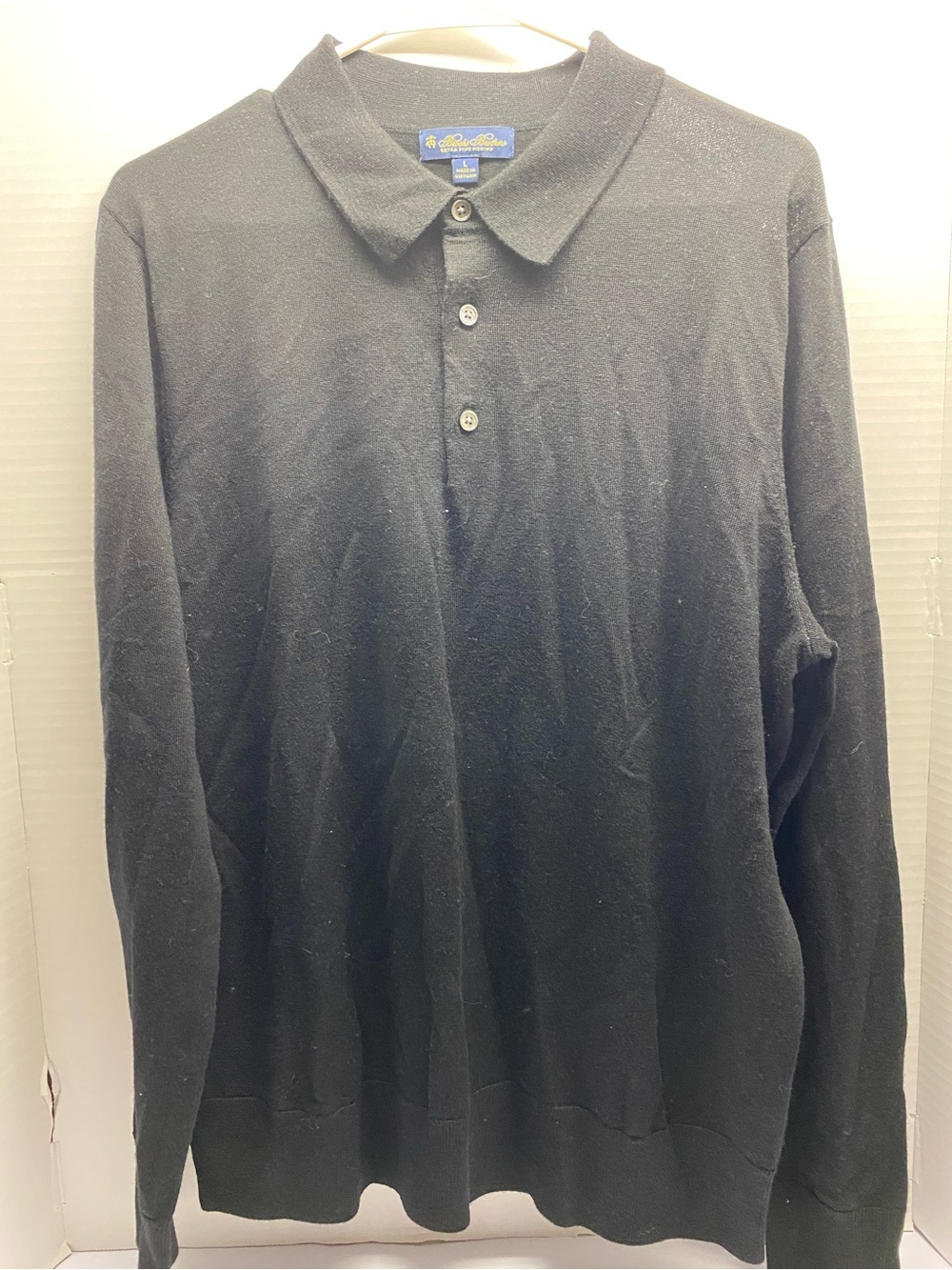 Brooks Brothers Black Long-Sleeve Polo